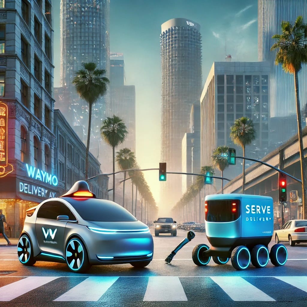 colisão entre robotáxi waymo e robô de entrega em los angeles
