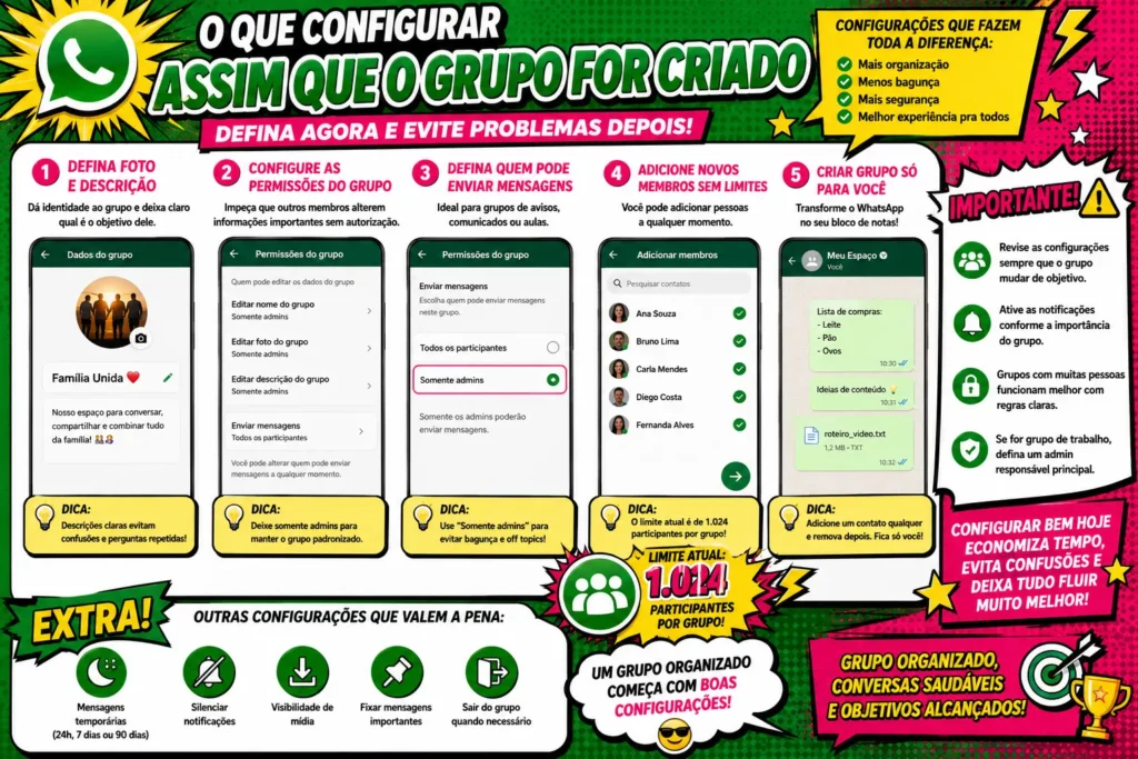 tutorial O que configurar assim que o grupo for criado