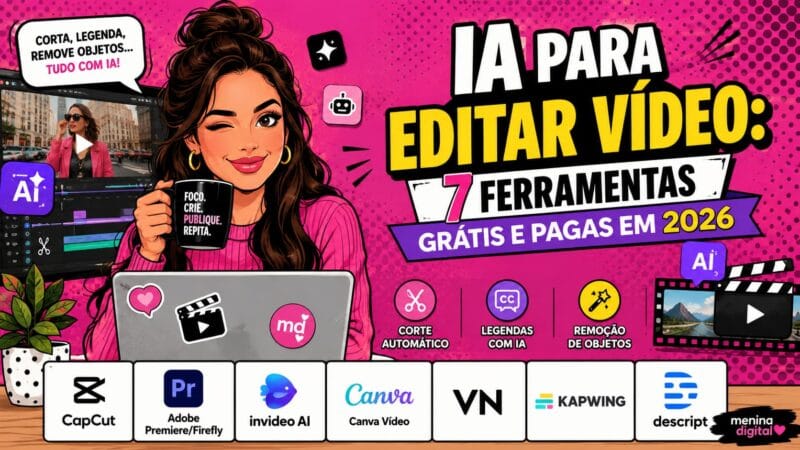 IA para Editar Vídeo: 7 Ferramentas Grátis e Pagas em 2026